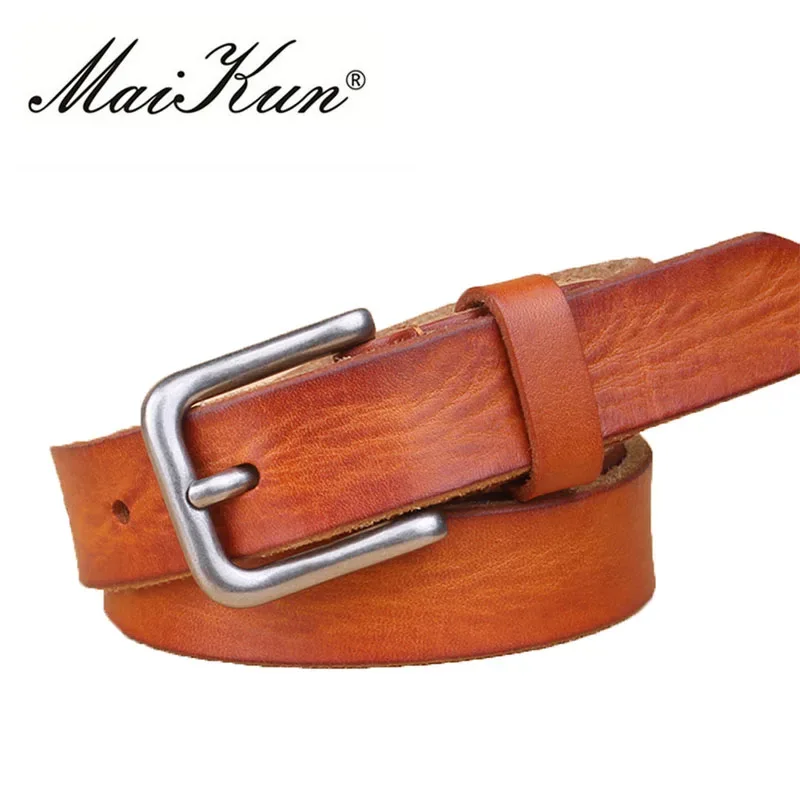 MaiKun Thin Belts for Women Unisex Genuine Leather Belt Female Metal Pin Buckle Belt - Image 41