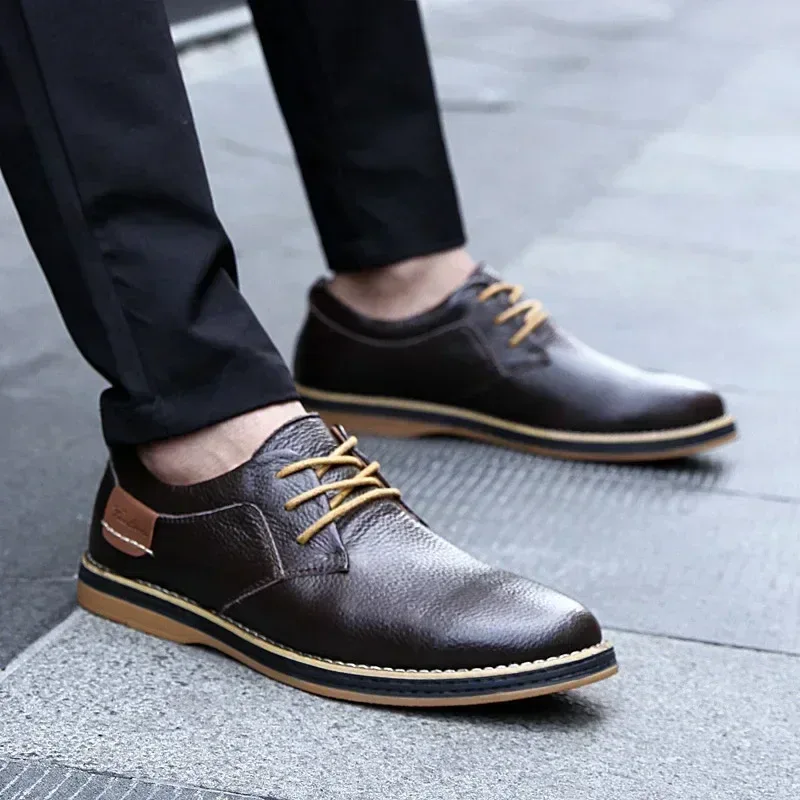 Men Oxfords Genuine Leather Dress Shoes Brogue Lace Up Italian Mens Casual Shoes Luxury Brand Moccasins Loafers Plus Size 38-48 - Image 12