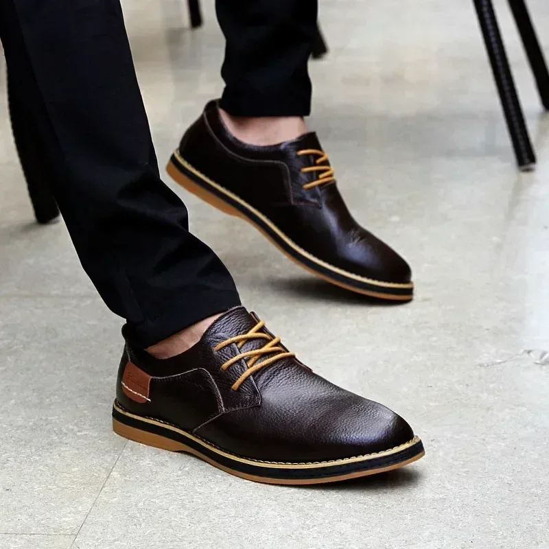 Men Oxfords Genuine Leather Dress Shoes Brogue Lace Up Italian Mens Casual Shoes Luxury Brand Moccasins Loafers Plus Size 38-48 - Image 14
