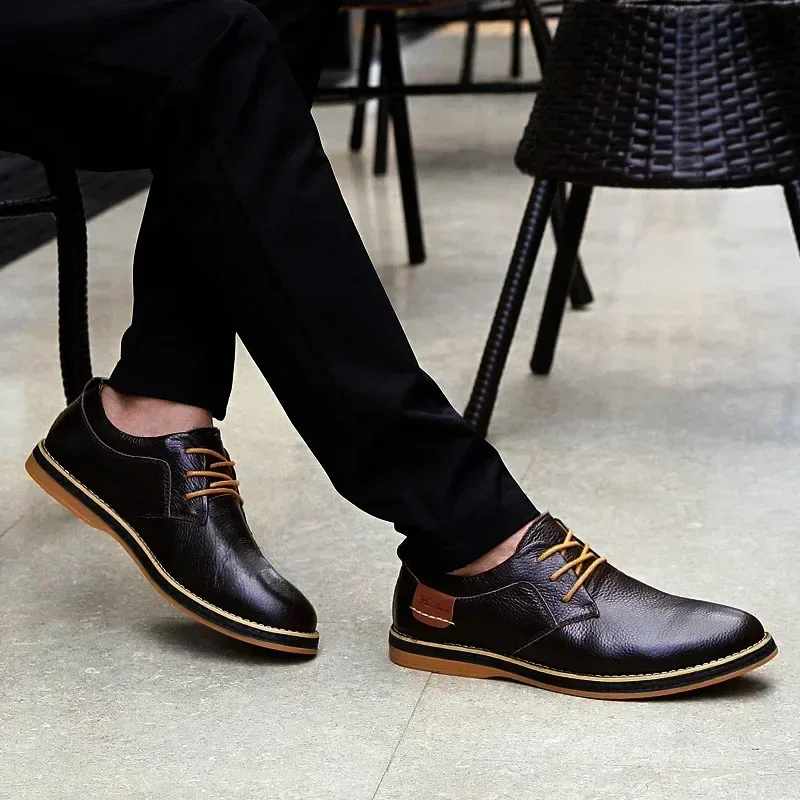Men Oxfords Genuine Leather Dress Shoes Brogue Lace Up Italian Mens Casual Shoes Luxury Brand Moccasins Loafers Plus Size 38-48 - Image 15