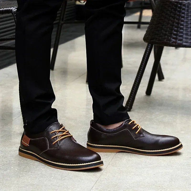 Men Oxfords Genuine Leather Dress Shoes Brogue Lace Up Italian Mens Casual Shoes Luxury Brand Moccasins Loafers Plus Size 38-48 - Image 16