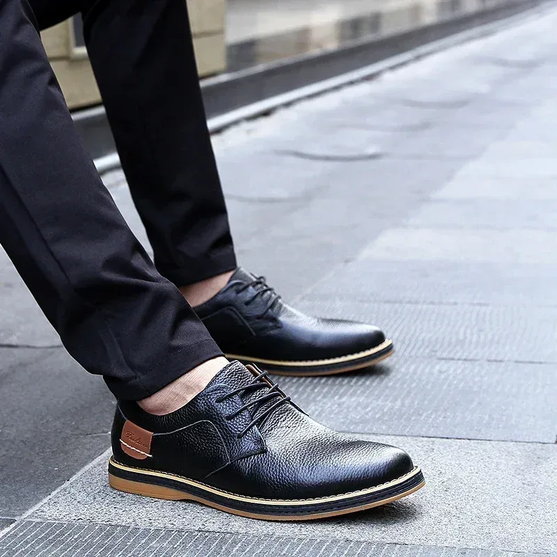 Men Oxfords Genuine Leather Dress Shoes Brogue Lace Up Italian Mens Casual Shoes Luxury Brand Moccasins Loafers Plus Size 38-48 - Image 17