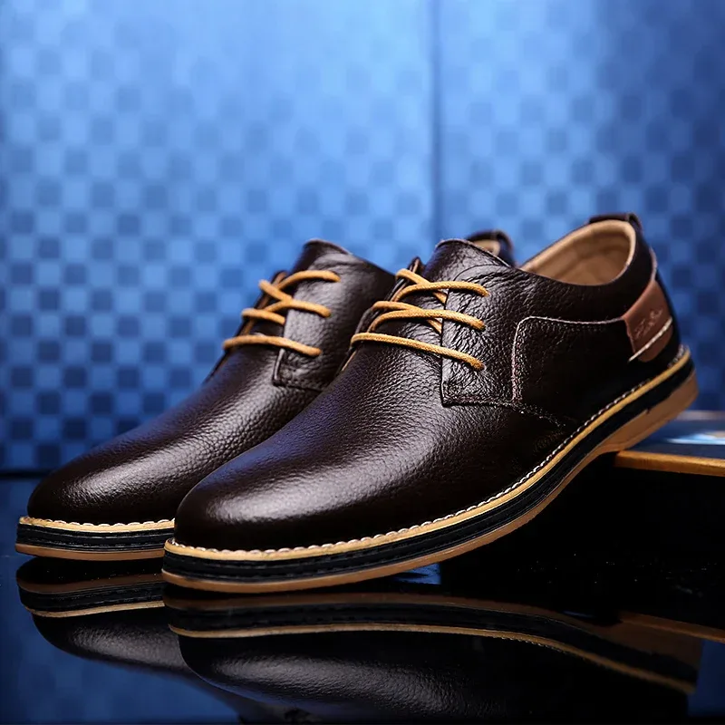 Men Oxfords Genuine Leather Dress Shoes Brogue Lace Up Italian Mens Casual Shoes Luxury Brand Moccasins Loafers Plus Size 38-48 - Image 30