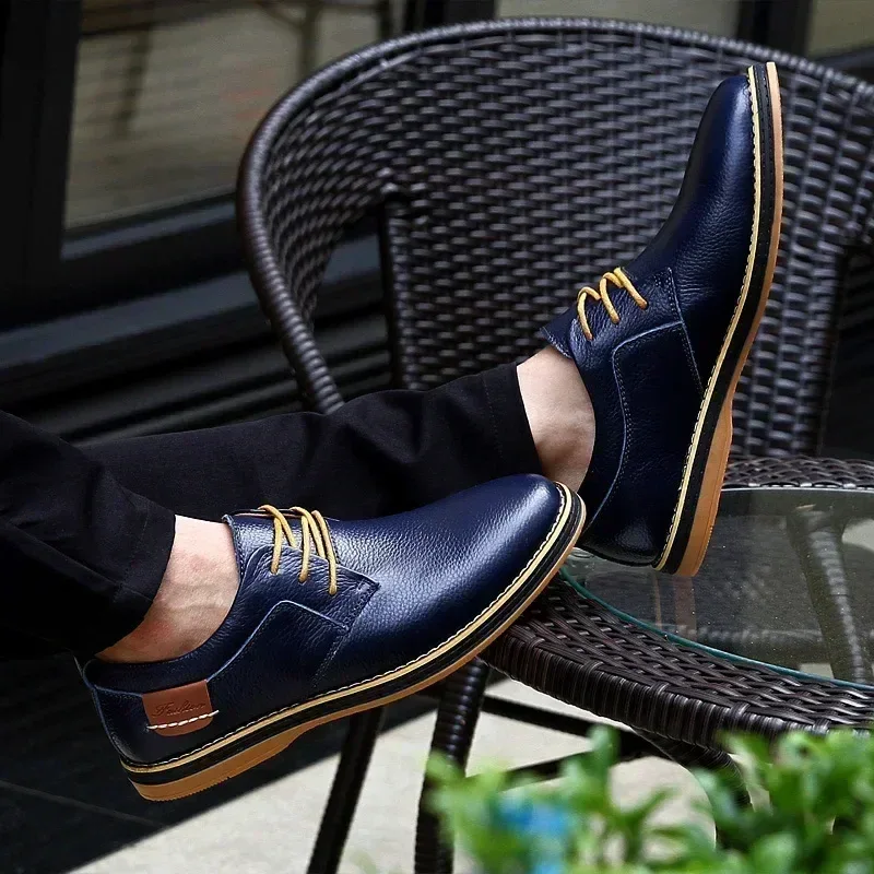 Men Oxfords Genuine Leather Dress Shoes Brogue Lace Up Italian Mens Casual Shoes Luxury Brand Moccasins Loafers Plus Size 38-48 - Image 7