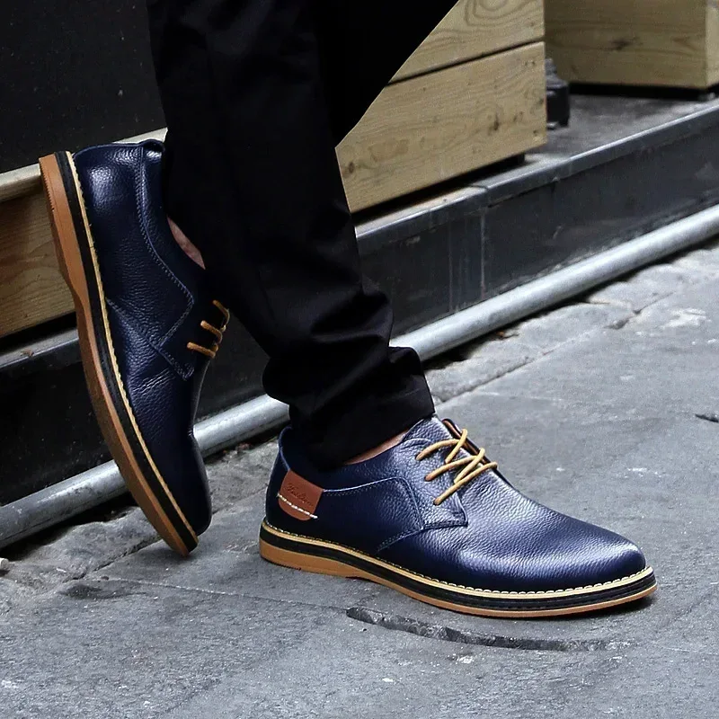 Men Oxfords Genuine Leather Dress Shoes Brogue Lace Up Italian Mens Casual Shoes Luxury Brand Moccasins Loafers Plus Size 38-48 - Image 8