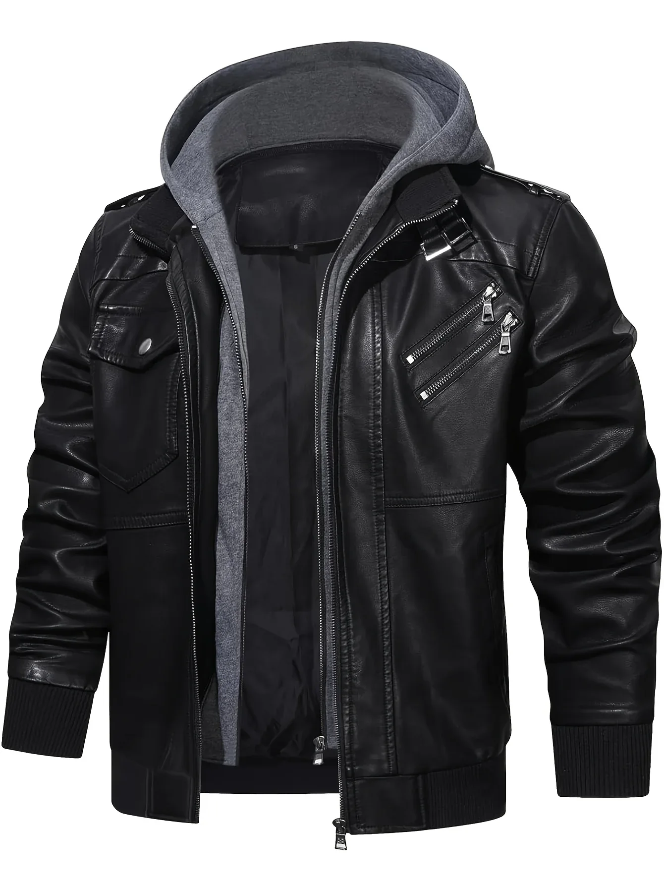 Men’s Hooded Leather Jacket - Image 10