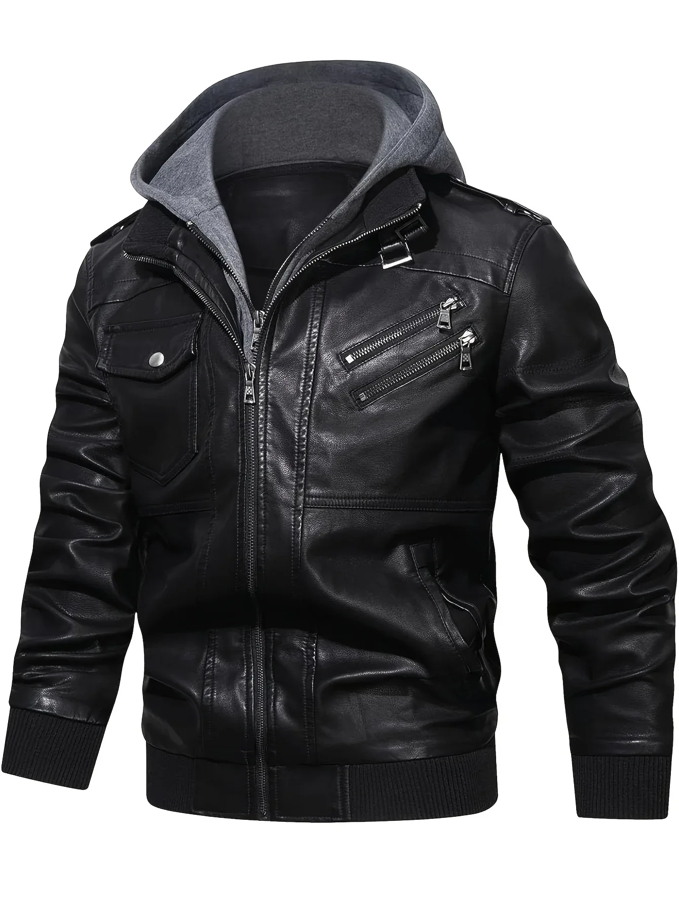 Men’s Hooded Leather Jacket - Image 15