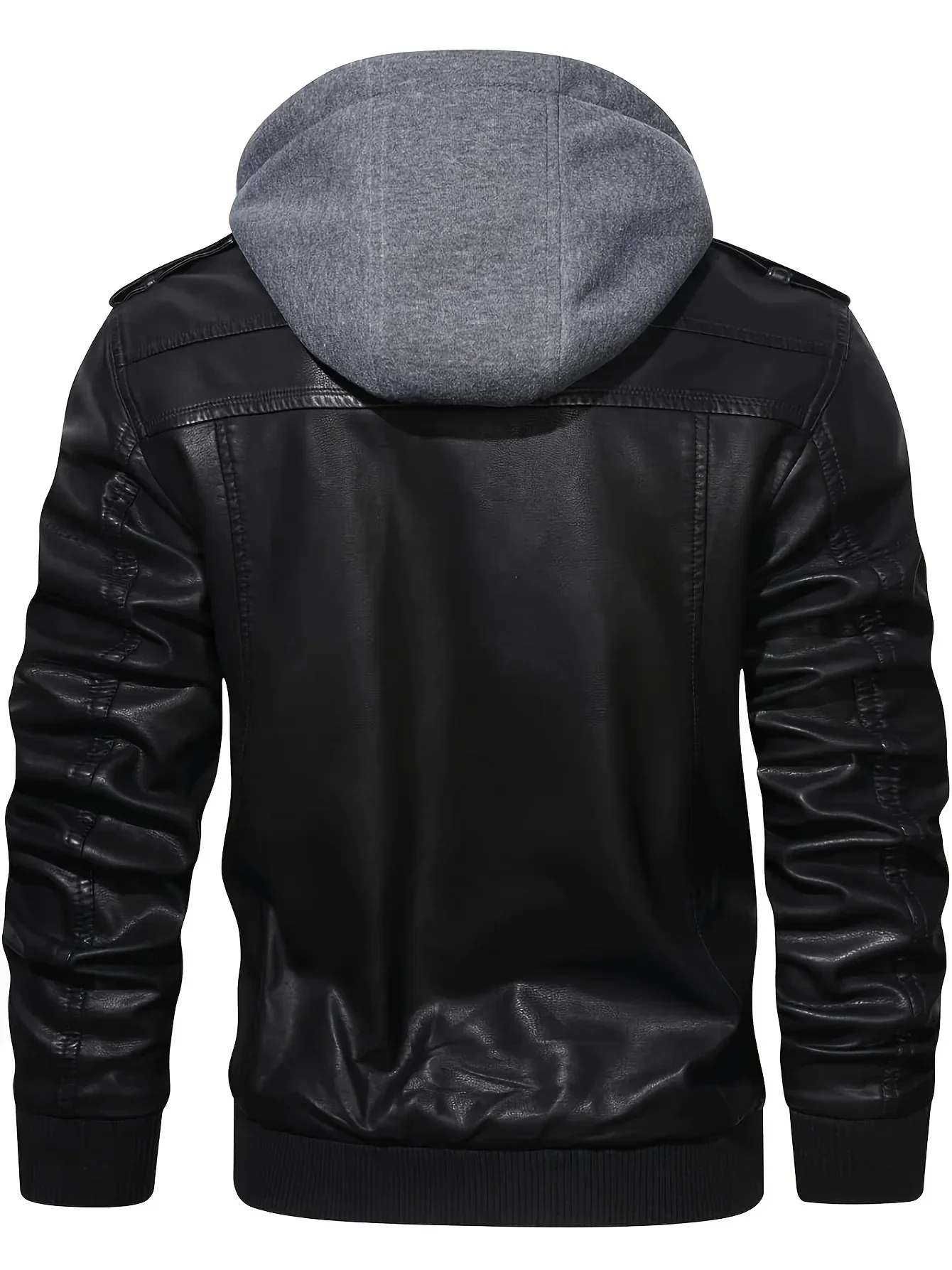 Men’s Hooded Leather Jacket - Image 16