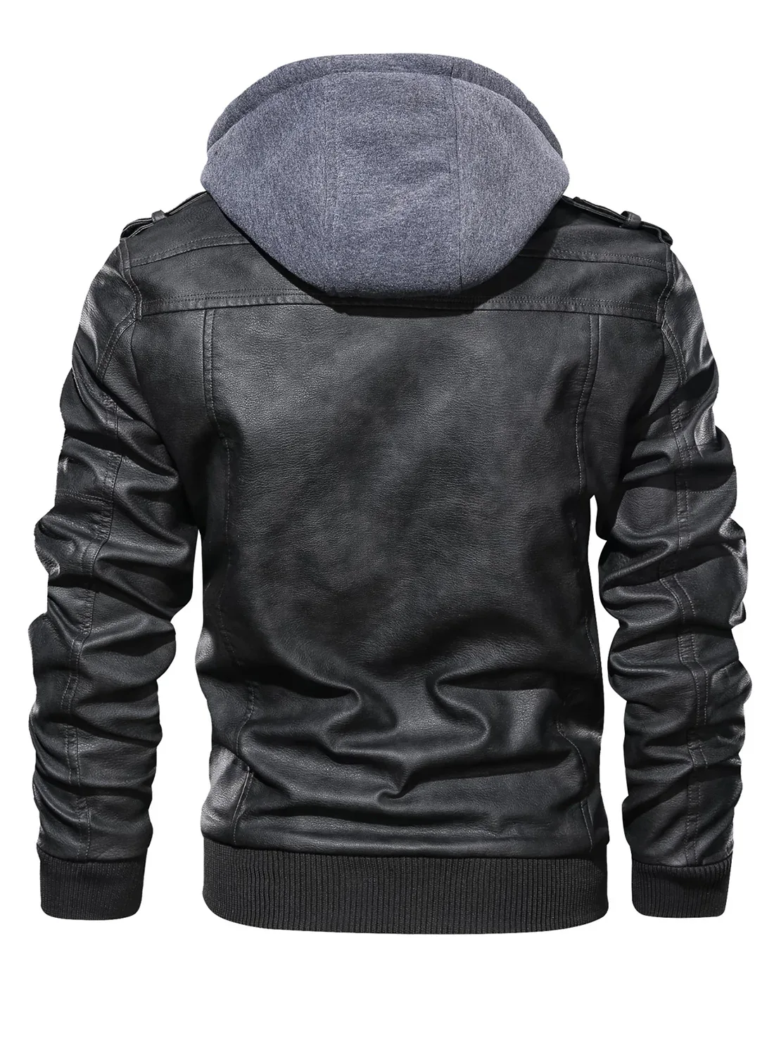 Men’s Hooded Leather Jacket - Image 18