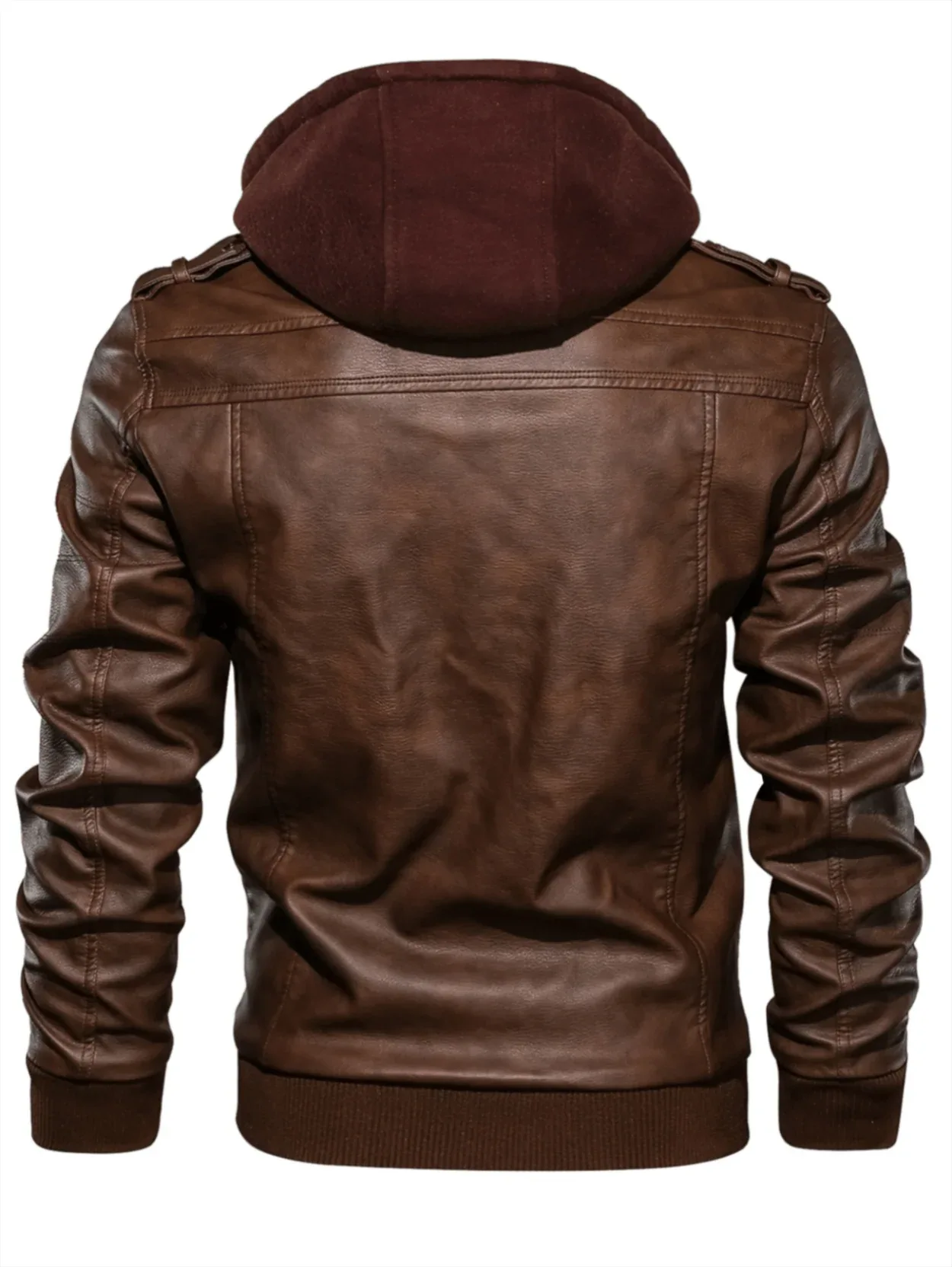 Men’s Hooded Leather Jacket - Image 20