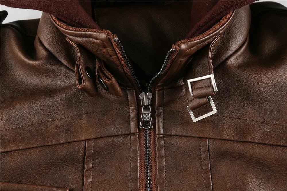 Men’s Hooded Leather Jacket - Image 28