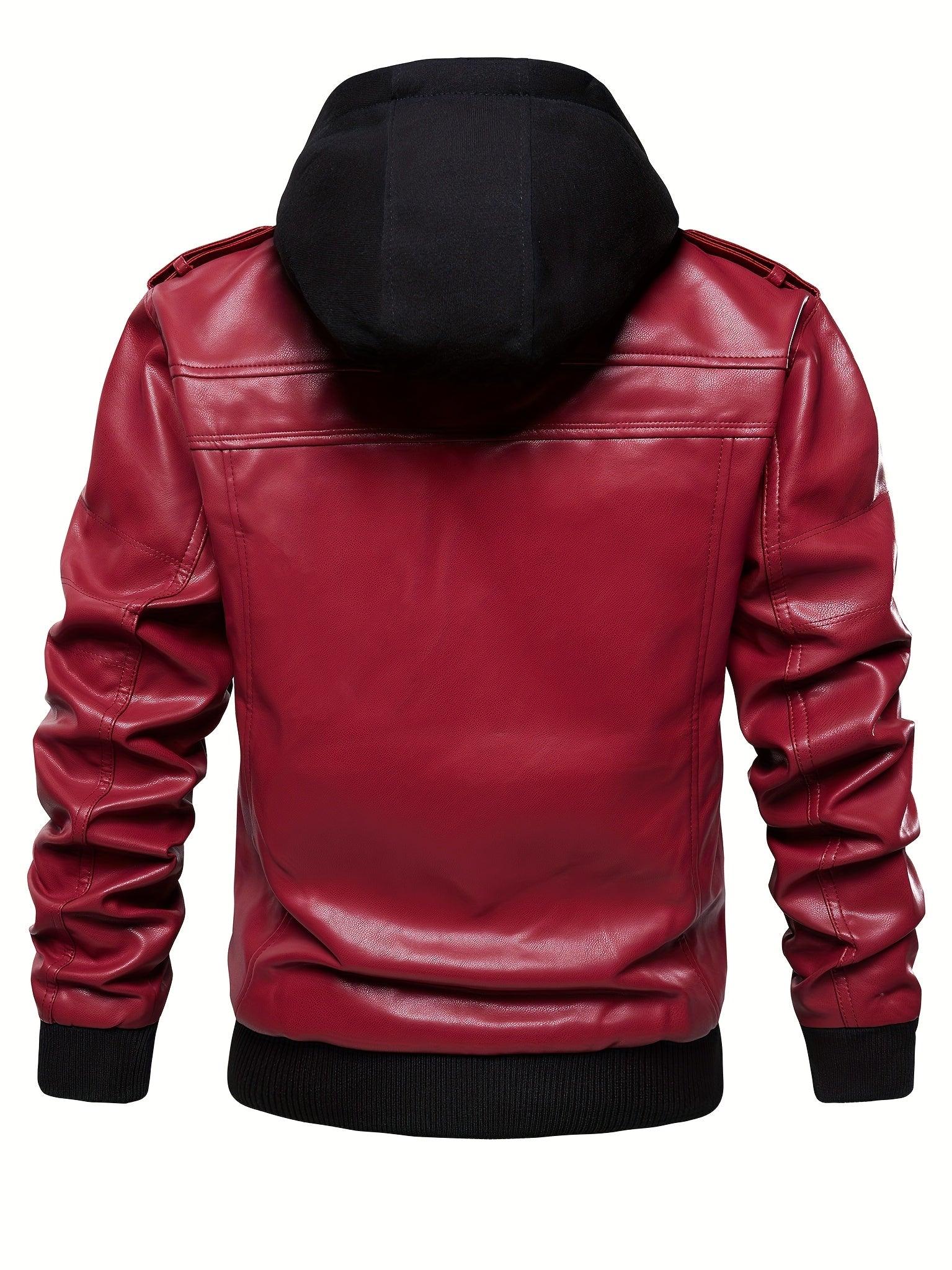 Men’s Hooded Leather Jacket - Image 5