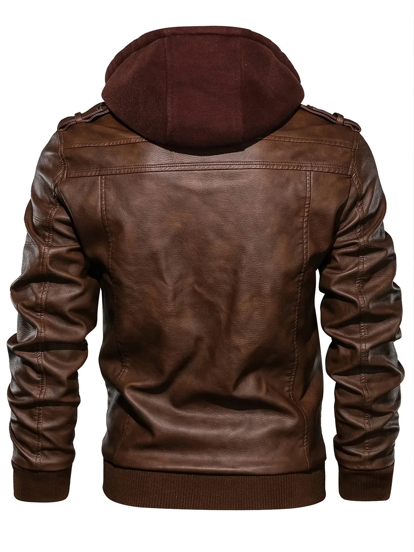 Men’s Hooded Leather Jacket - Image 8