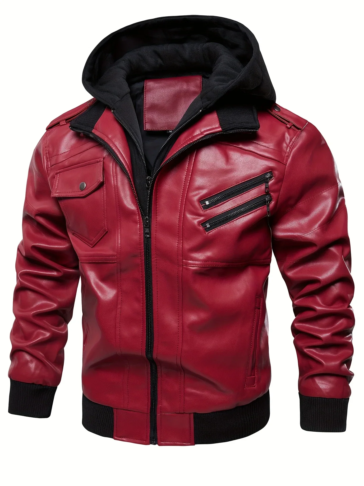 Men’s Hooded Leather Jacket - Image 9