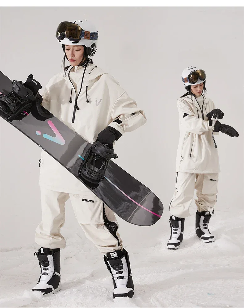 Men Women Solid Color Ski Jacket Ski Pants Warm Windproof Winter Overalls Hoodie Waterproof Outdoor Sports Clothing Snowboard - Image 25