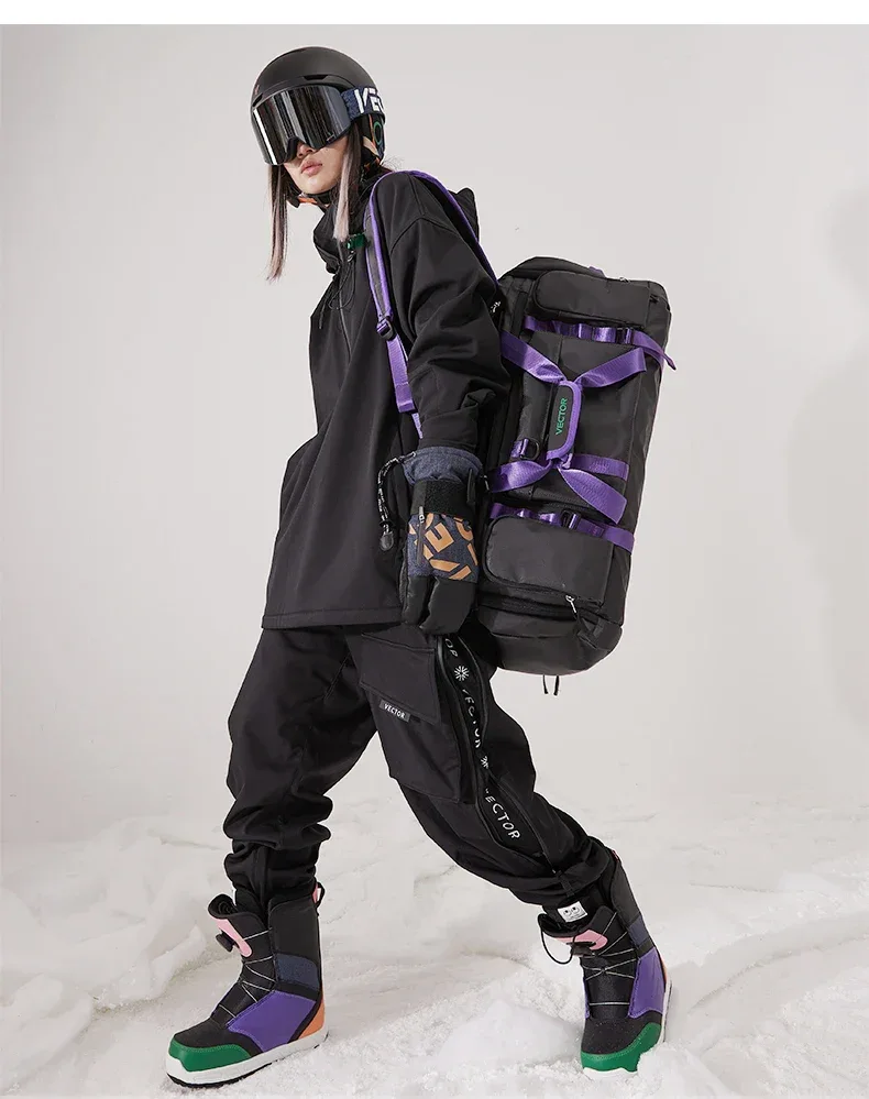 Men Women Solid Color Ski Jacket Ski Pants Warm Windproof Winter Overalls Hoodie Waterproof Outdoor Sports Clothing Snowboard - Image 26