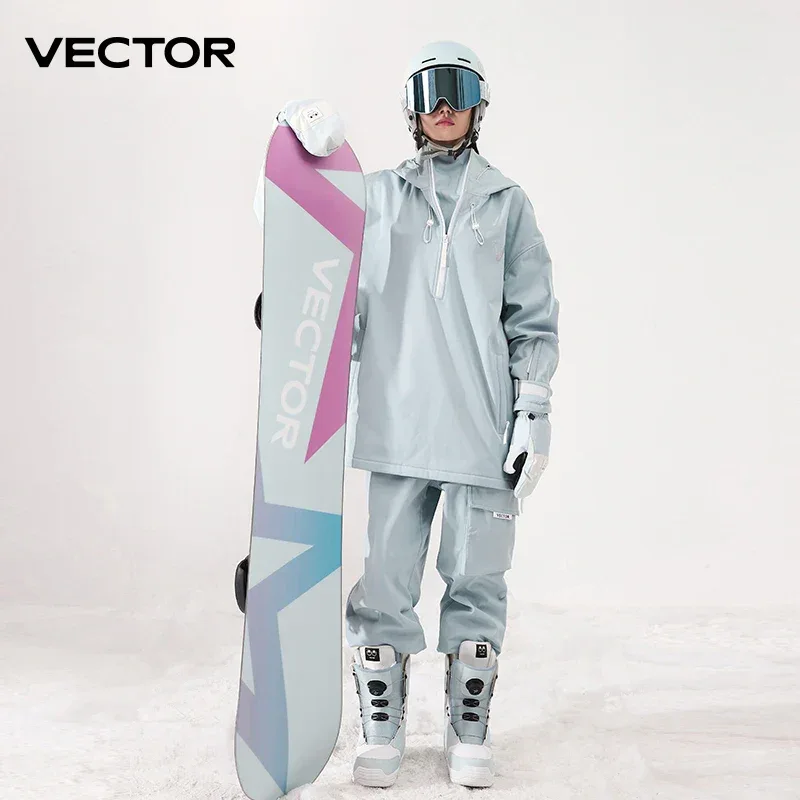 Men Women Solid Color Ski Jacket Ski Pants Warm Windproof Winter Overalls Hoodie Waterproof Outdoor Sports Clothing Snowboard - Image 3