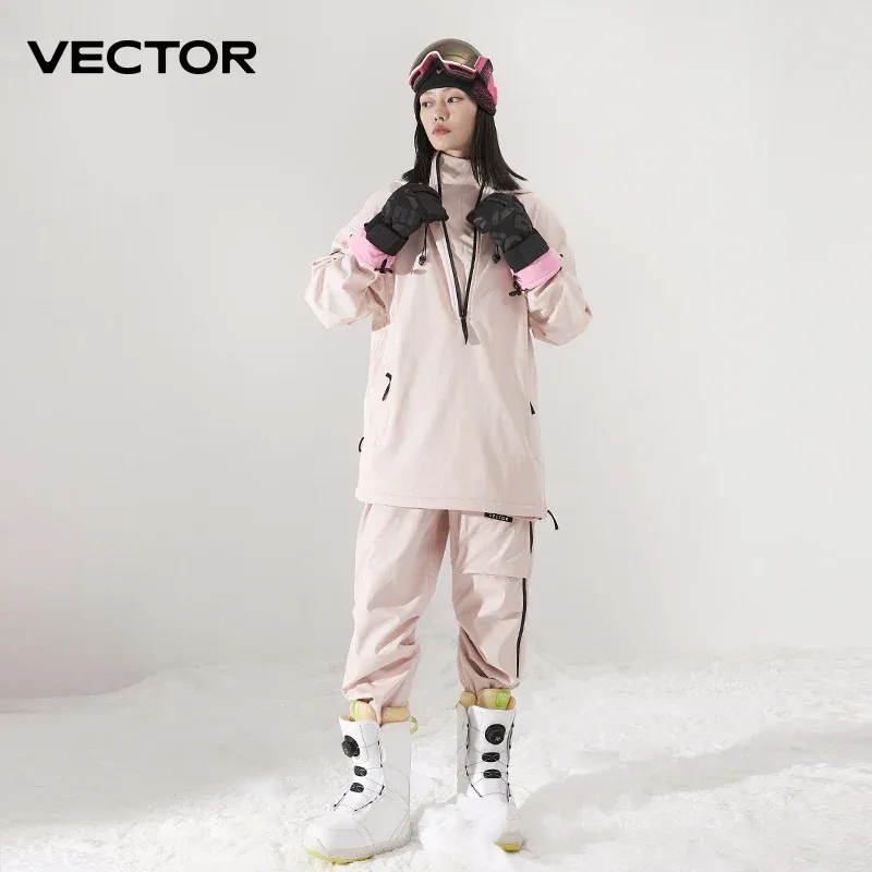 Men Women Solid Color Ski Jacket Ski Pants Warm Windproof Winter Overalls Hoodie Waterproof Outdoor Sports Clothing Snowboard - Image 4