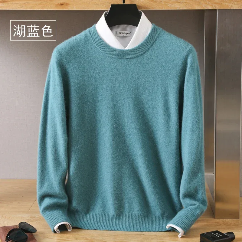 Men's 100% Pure Mink Cashmere Sweater O-Neck Pullovers Knit Sweater Autumn and Winter New Long Sleeve High-End Jumpers Mink Tops - Image 20