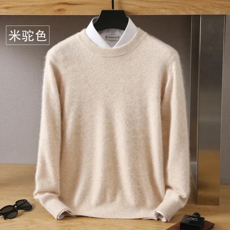 Men's 100% Pure Mink Cashmere Sweater O-Neck Pullovers Knit Sweater Autumn and Winter New Long Sleeve High-End Jumpers Mink Tops - Image 21