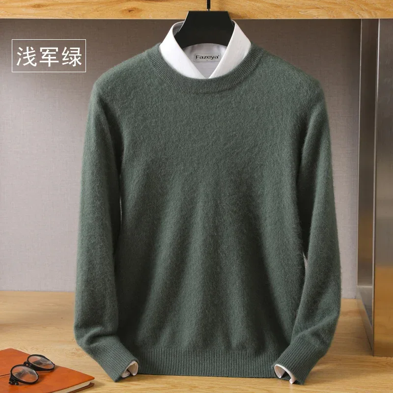 Men's 100% Pure Mink Cashmere Sweater O-Neck Pullovers Knit Sweater Autumn and Winter New Long Sleeve High-End Jumpers Mink Tops - Image 24