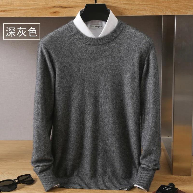 Men's 100% Pure Mink Cashmere Sweater O-Neck Pullovers Knit Sweater Autumn and Winter New Long Sleeve High-End Jumpers Mink Tops - Image 27
