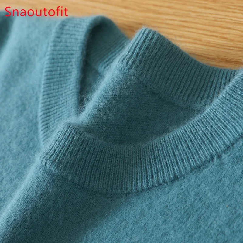 Men's 100% Pure Mink Cashmere Sweater O-Neck Pullovers Knit Sweater Autumn and Winter New Long Sleeve High-End Jumpers Mink Tops - Image 3