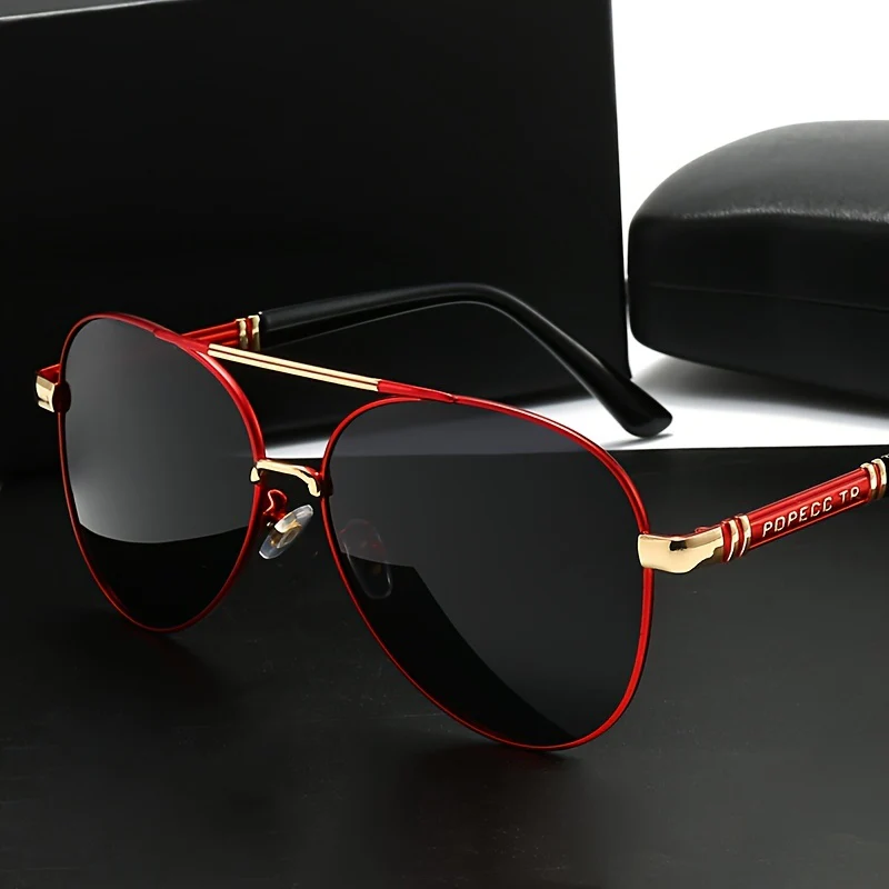 Men'S And Women'S Retro Fashion Glasses - Large Metal Frame, TAC Lenses, Y Style with Glasses Case, Everyday Decorative Glasses, Everyday Glasses | Retro Style Glasses | Metal Frame Glasses, Without Battery - Image 4
