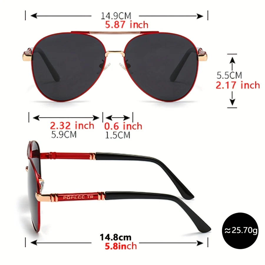 Men'S And Women'S Retro Fashion Glasses - Large Metal Frame, TAC Lenses, Y Style with Glasses Case, Everyday Decorative Glasses, Everyday Glasses | Retro Style Glasses | Metal Frame Glasses, Without Battery - Image 7