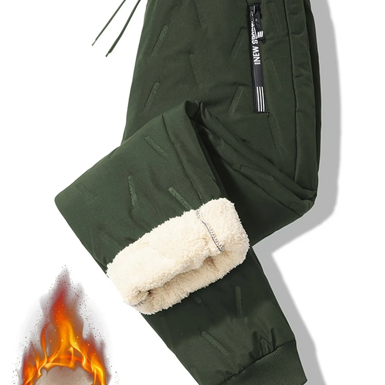 Men'S and Women'S Thickened Winter Jogger Pants with Plush Fleece Lining - Warm, Leak-Proof, Windproof, Adjustable Drawstring Waist, Zipper Pockets, Solid Color for Casual Home and Outdoor Use - Image 37