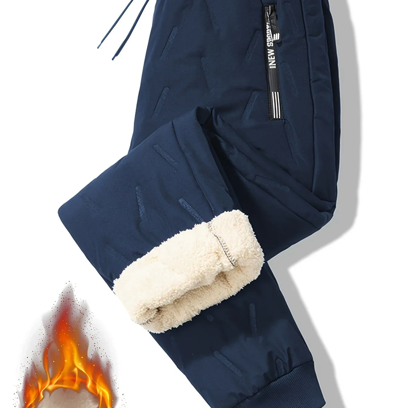 Men'S and Women'S Thickened Winter Jogger Pants with Plush Fleece Lining - Warm, Leak-Proof, Windproof, Adjustable Drawstring Waist, Zipper Pockets, Solid Color for Casual Home and Outdoor Use - Image 38