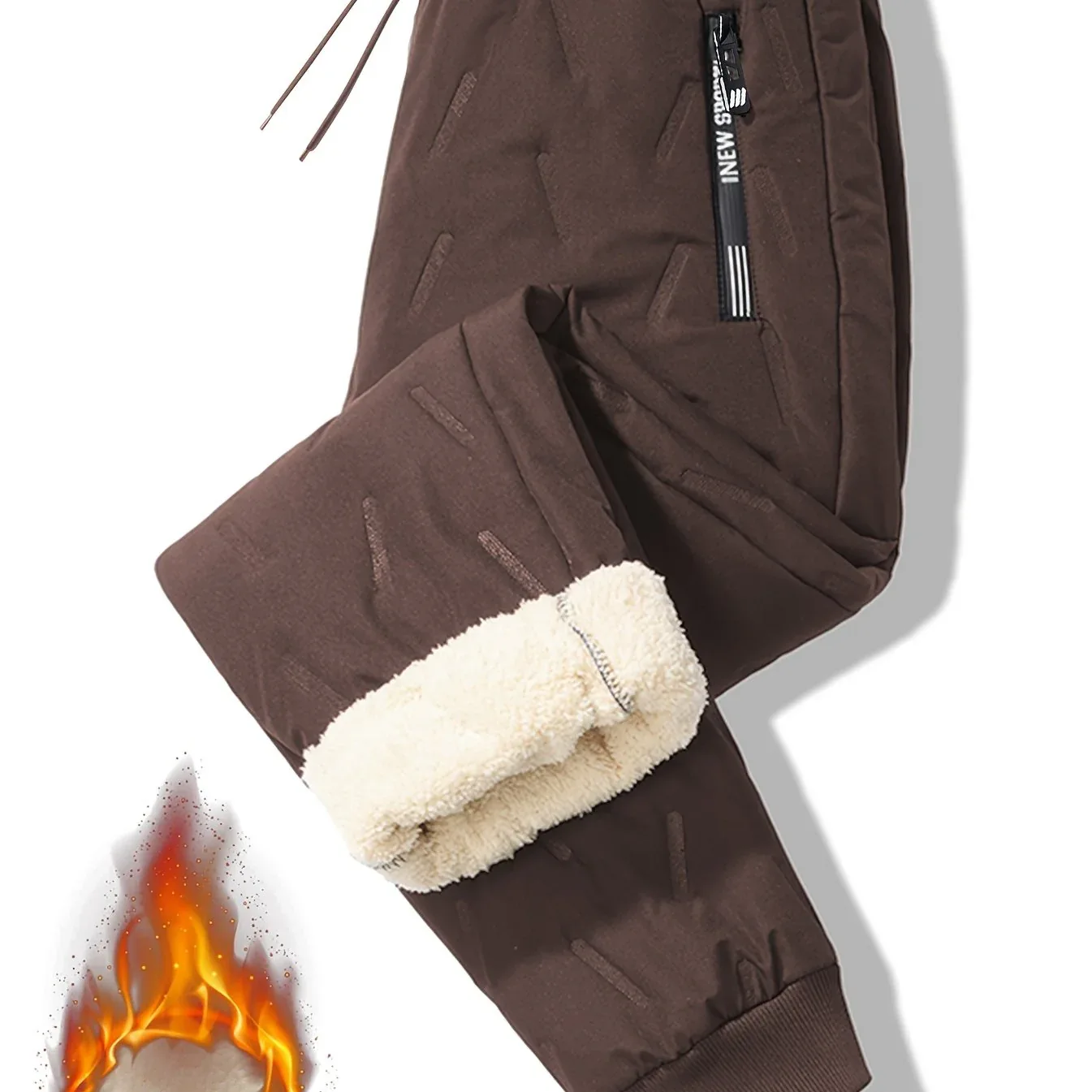 Men'S and Women'S Thickened Winter Jogger Pants with Plush Fleece Lining - Warm, Leak-Proof, Windproof, Adjustable Drawstring Waist, Zipper Pockets, Solid Color for Casual Home and Outdoor Use - Image 39