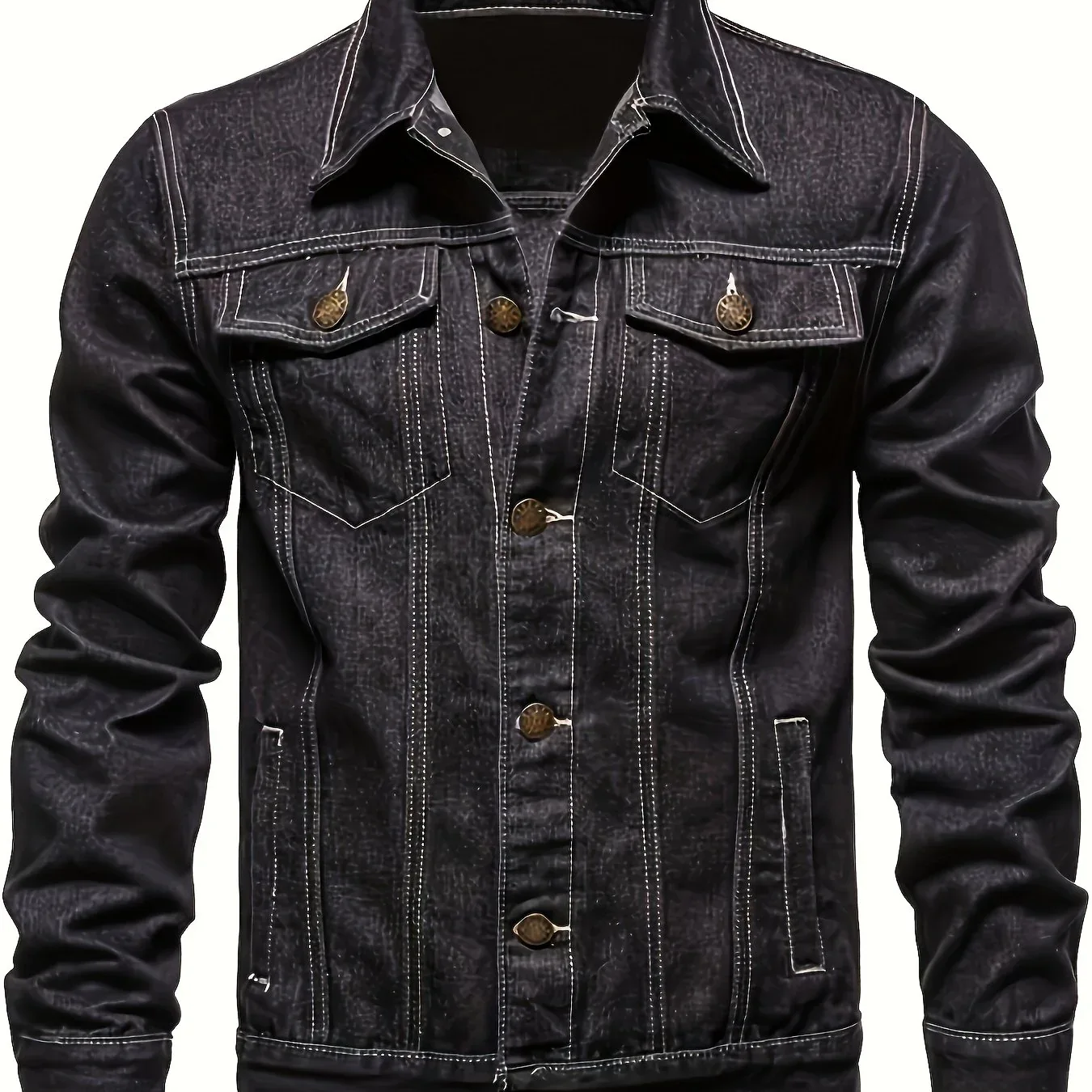 Men's Classic Blue Jeans-like Jacket - Button-Front Closure, Non-Stretch Denim, Relaxed Fit with Chest Pockets - Machine Washable Casual Everyday & Formal Wear Coat for Men - Image 11