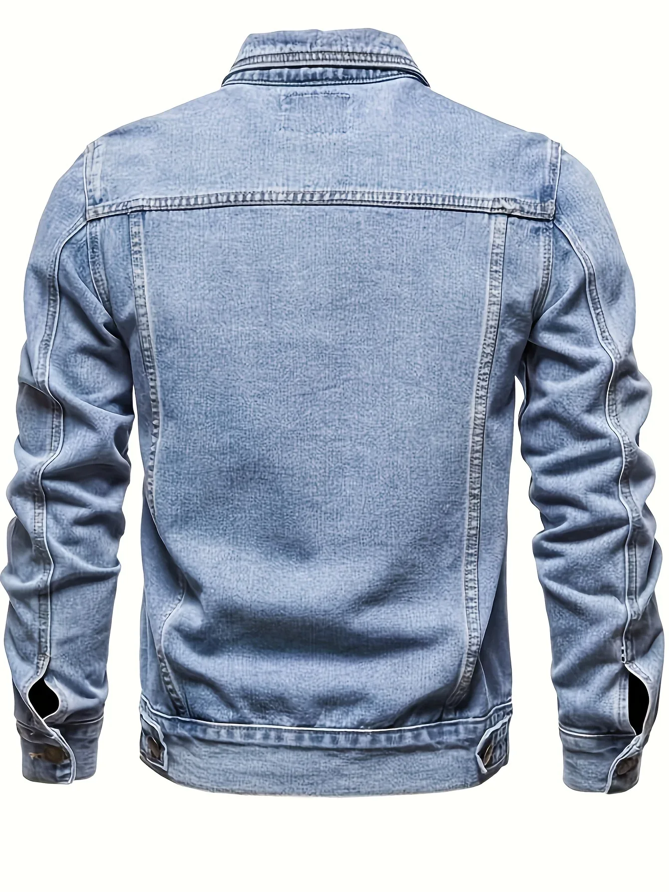 Men's Classic Blue Jeans-like Jacket - Button-Front Closure, Non-Stretch Denim, Relaxed Fit with Chest Pockets - Machine Washable Casual Everyday & Formal Wear Coat for Men - Image 4