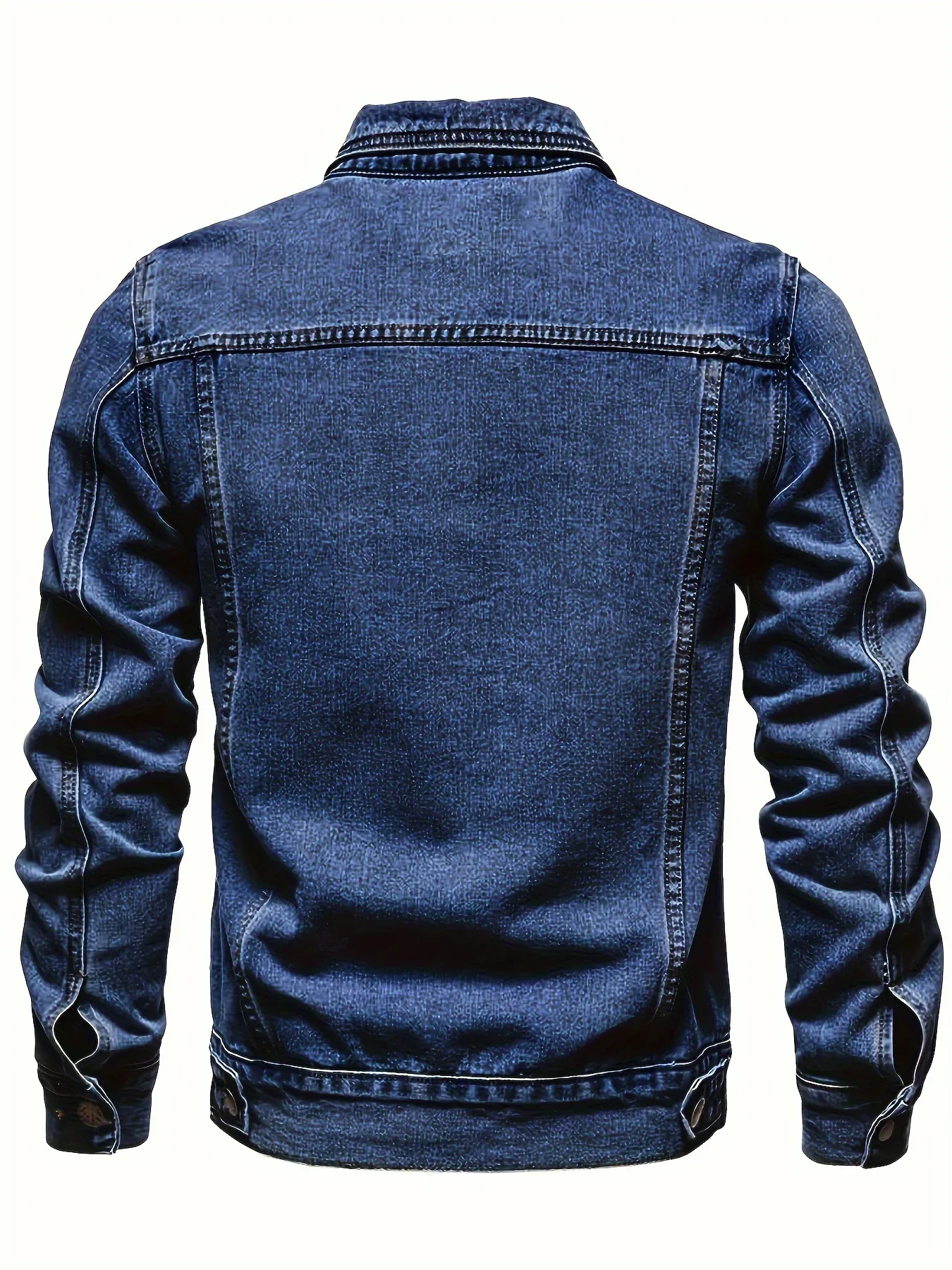 Men's Classic Blue Jeans-like Jacket - Button-Front Closure, Non-Stretch Denim, Relaxed Fit with Chest Pockets - Machine Washable Casual Everyday & Formal Wear Coat for Men - Image 5