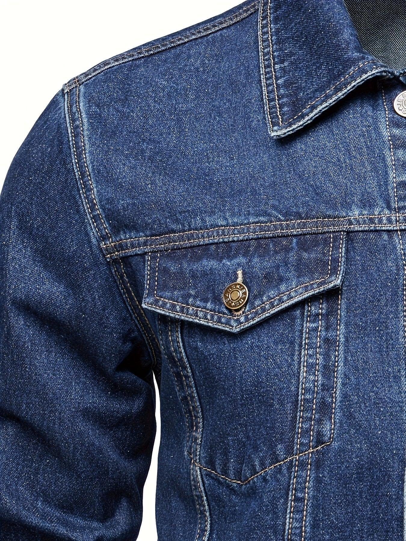 Men's Classic Blue Jeans-like Jacket - Button-Front Closure, Non-Stretch Denim, Relaxed Fit with Chest Pockets - Machine Washable Casual Everyday & Formal Wear Coat for Men - Image 8