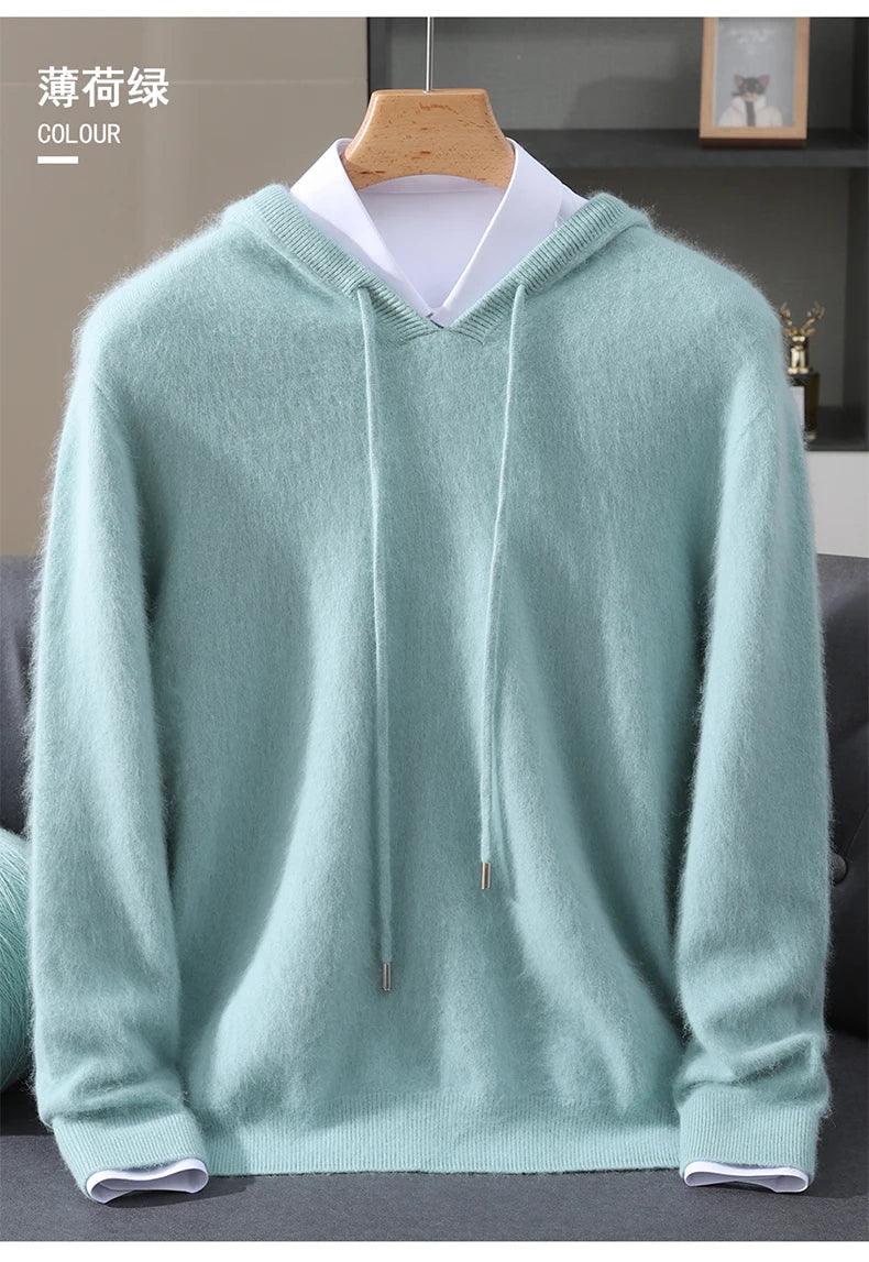 Men's Clothing: 100% Pure Mink Cashmere Knitted Sweater Casual And Loose Large-Sized Hooded Pullover Autumn Winter New Products - Image 21