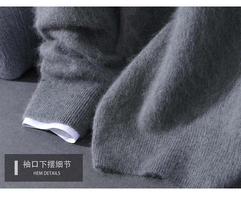 Men's Clothing: 100% Pure Mink Cashmere Knitted Sweater Casual And Loose Large-Sized Hooded Pullover Autumn Winter New Products - Image 36
