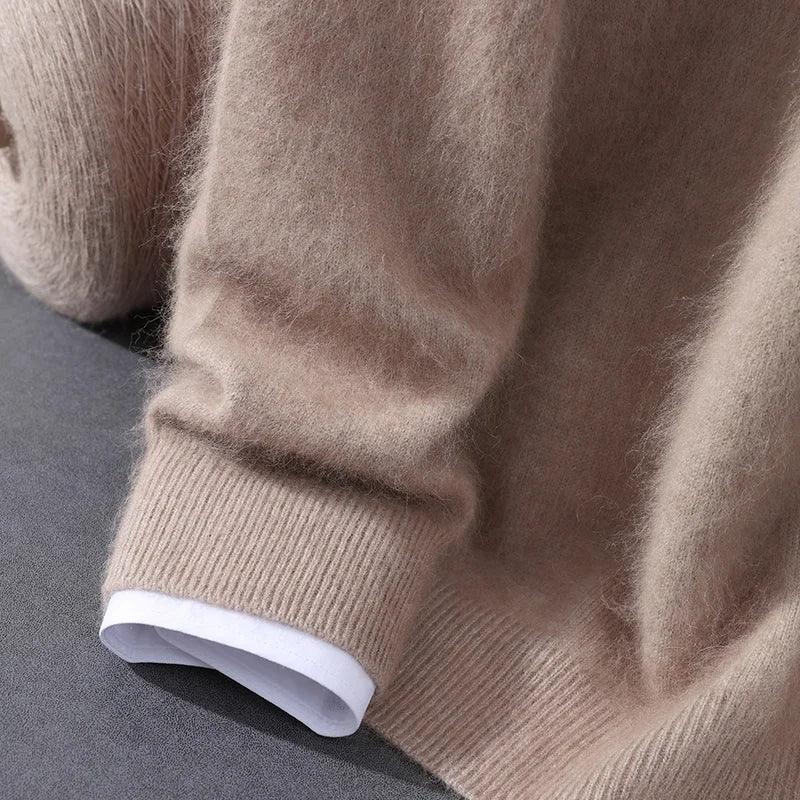 Men's Clothing: 100% Pure Mink Cashmere Knitted Sweater Casual And Loose Large-Sized Hooded Pullover Autumn Winter New Products - Image 4