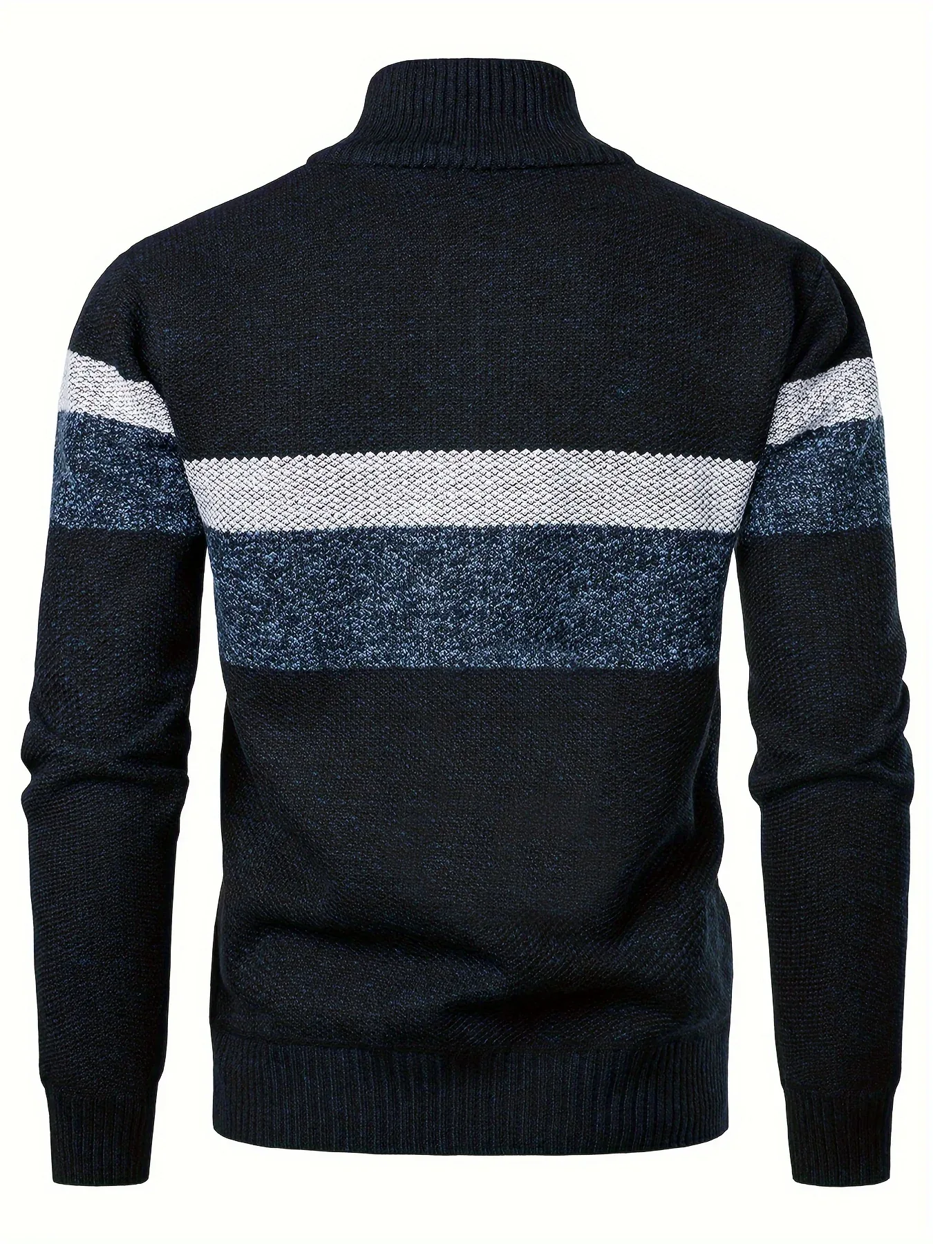 Men'S Color-Blocked Stand Collar Thickened Knitted Pullover Sweater - Image 13