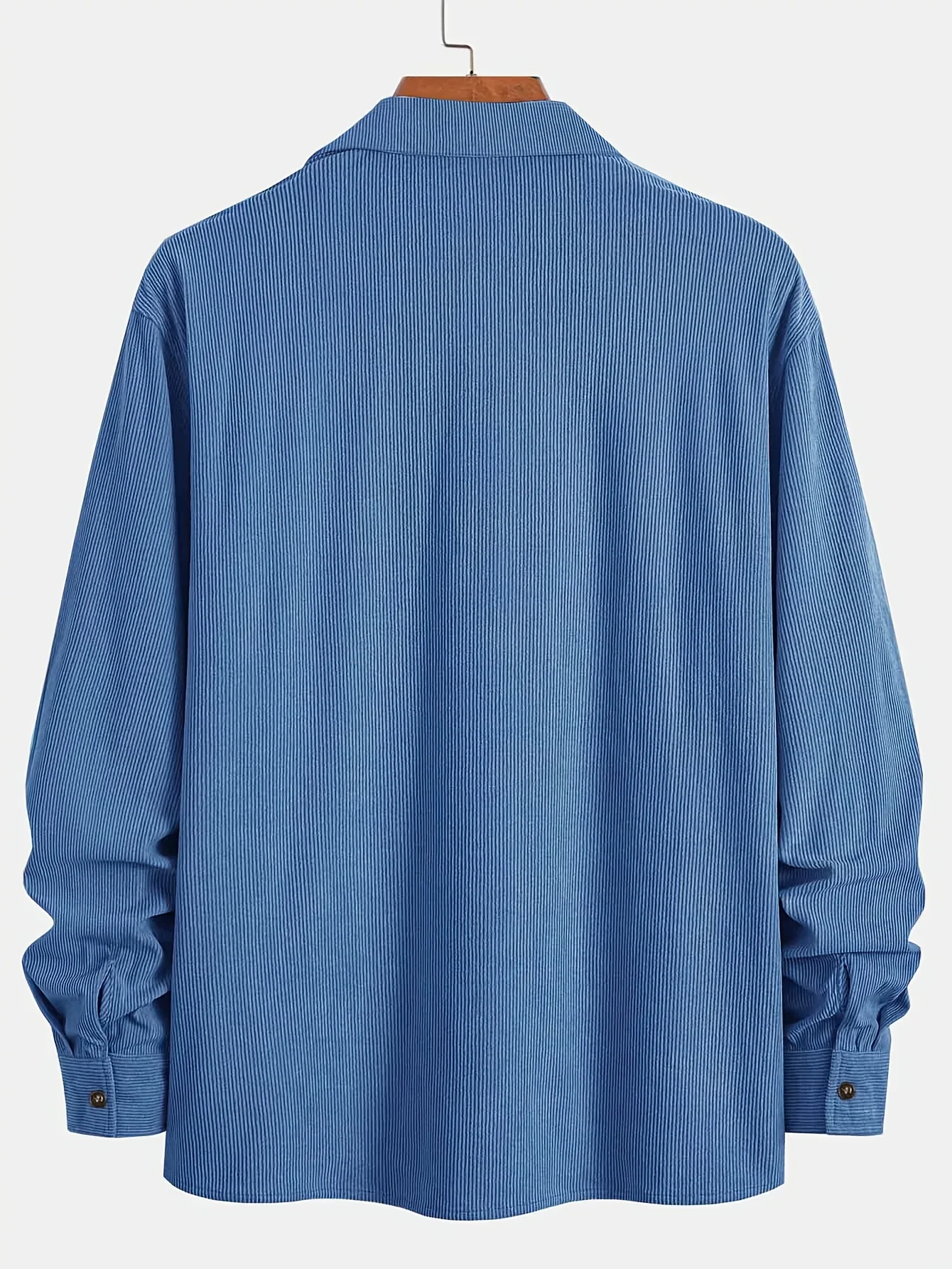 Men'S Corduroy Casual Shirt Jacket - Classic Collar, Button-Up Long Sleeve with Double Chest Pockets, Light Blue, Perfect for Spring & Fall, Everyday Fashion, Street Style, and Office Wear - Image 14