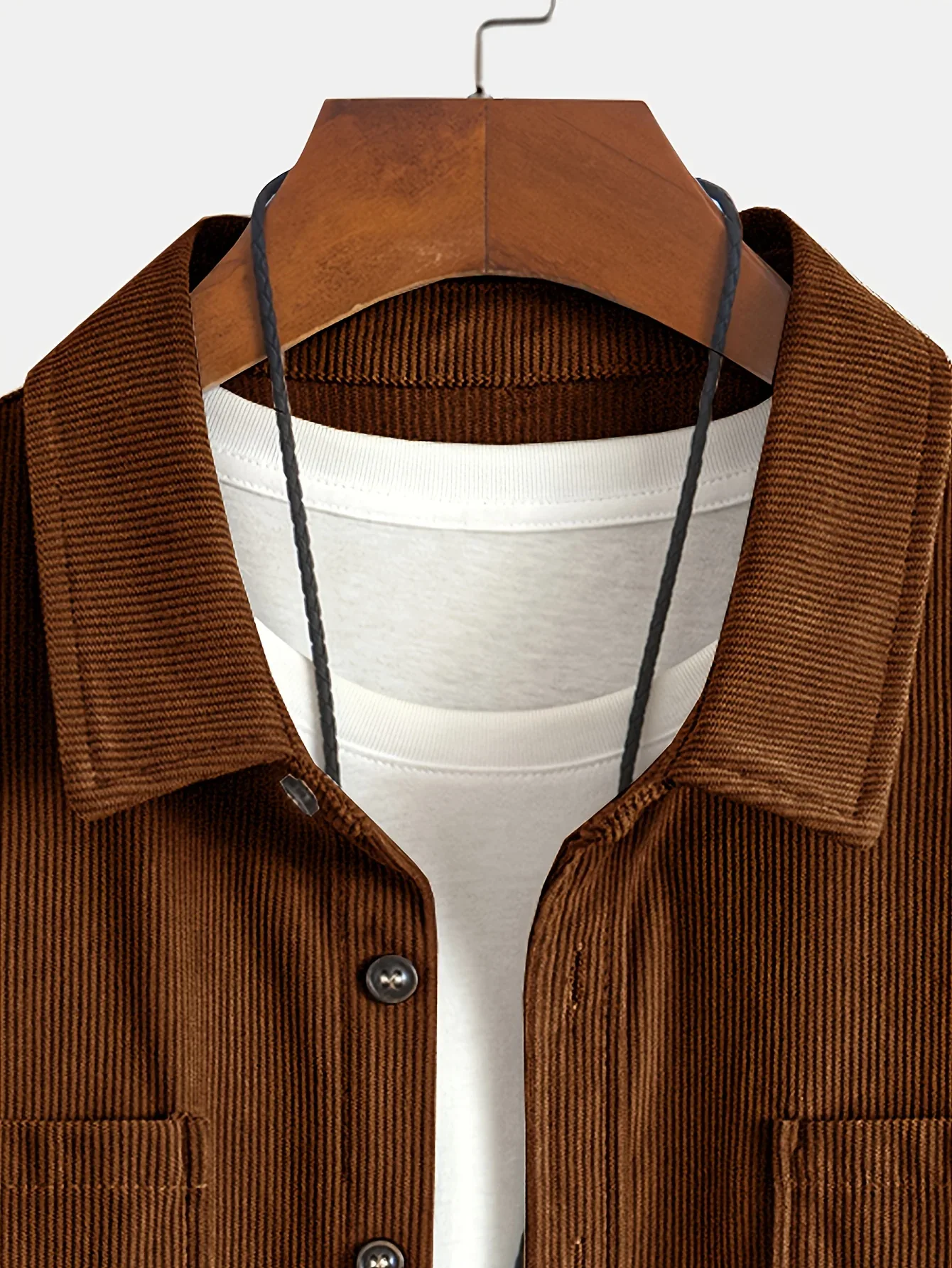 Men'S Corduroy Casual Shirt Jacket - Classic Collar, Button-Up Long Sleeve with Double Chest Pockets, Light Blue, Perfect for Spring & Fall, Everyday Fashion, Street Style, and Office Wear - Image 18