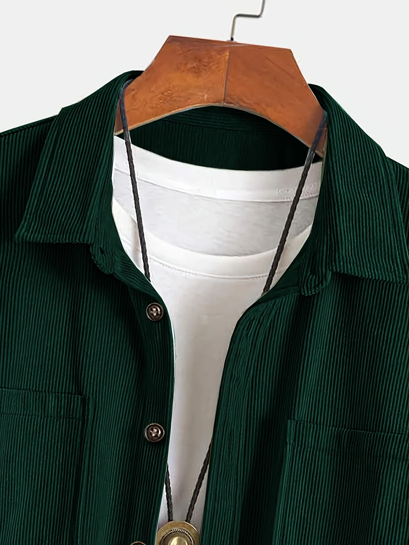 Men'S Corduroy Casual Shirt Jacket - Classic Collar, Button-Up Long Sleeve with Double Chest Pockets, Light Blue, Perfect for Spring & Fall, Everyday Fashion, Street Style, and Office Wear - Image 27
