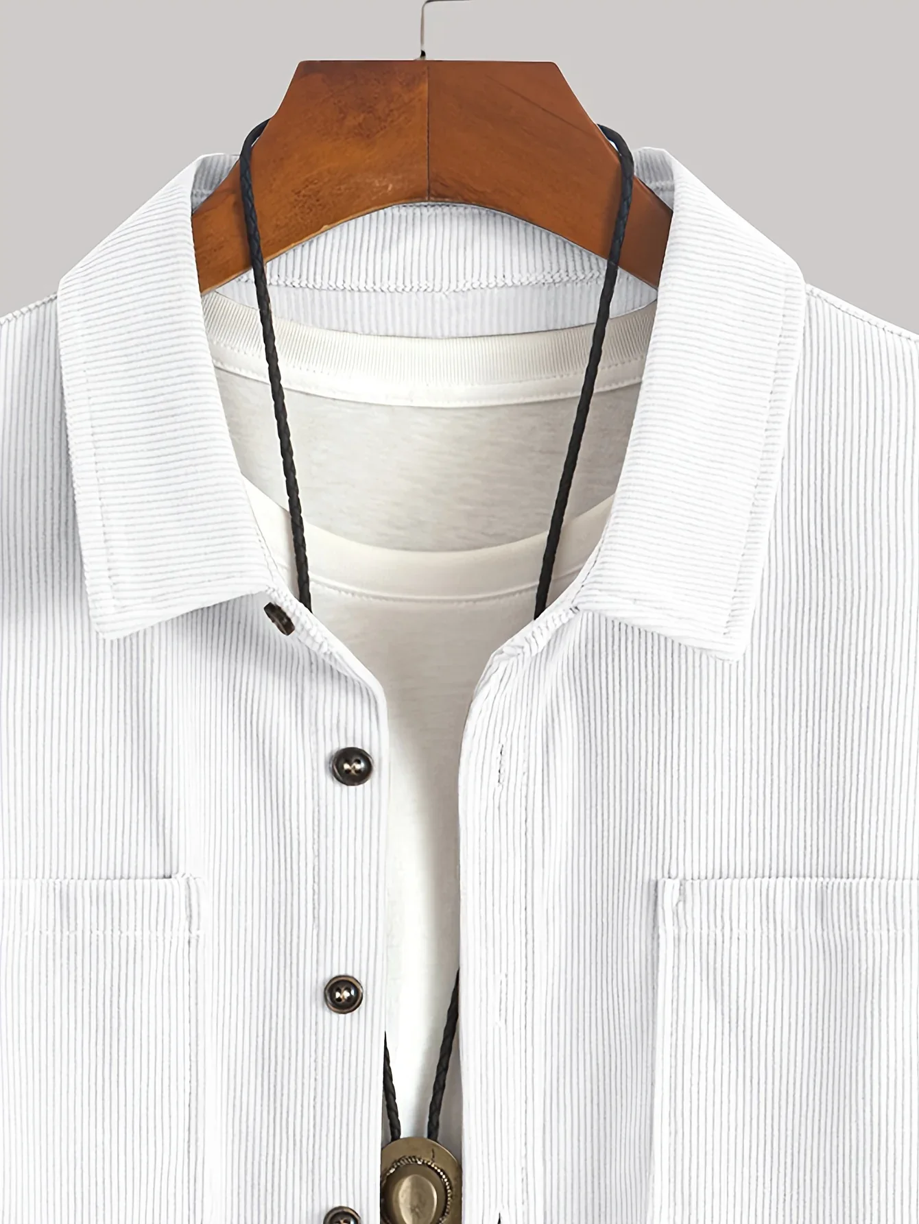 Men'S Corduroy Casual Shirt Jacket - Classic Collar, Button-Up Long Sleeve with Double Chest Pockets, Light Blue, Perfect for Spring & Fall, Everyday Fashion, Street Style, and Office Wear - Image 38