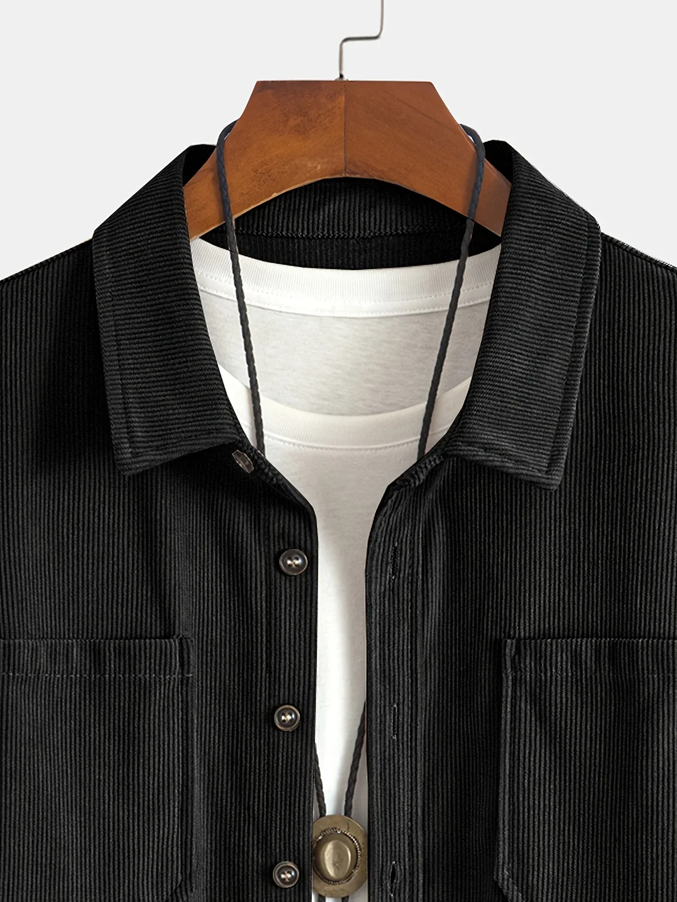 Men'S Corduroy Casual Shirt Jacket - Classic Collar, Button-Up Long Sleeve with Double Chest Pockets, Light Blue, Perfect for Spring & Fall, Everyday Fashion, Street Style, and Office Wear - Image 39