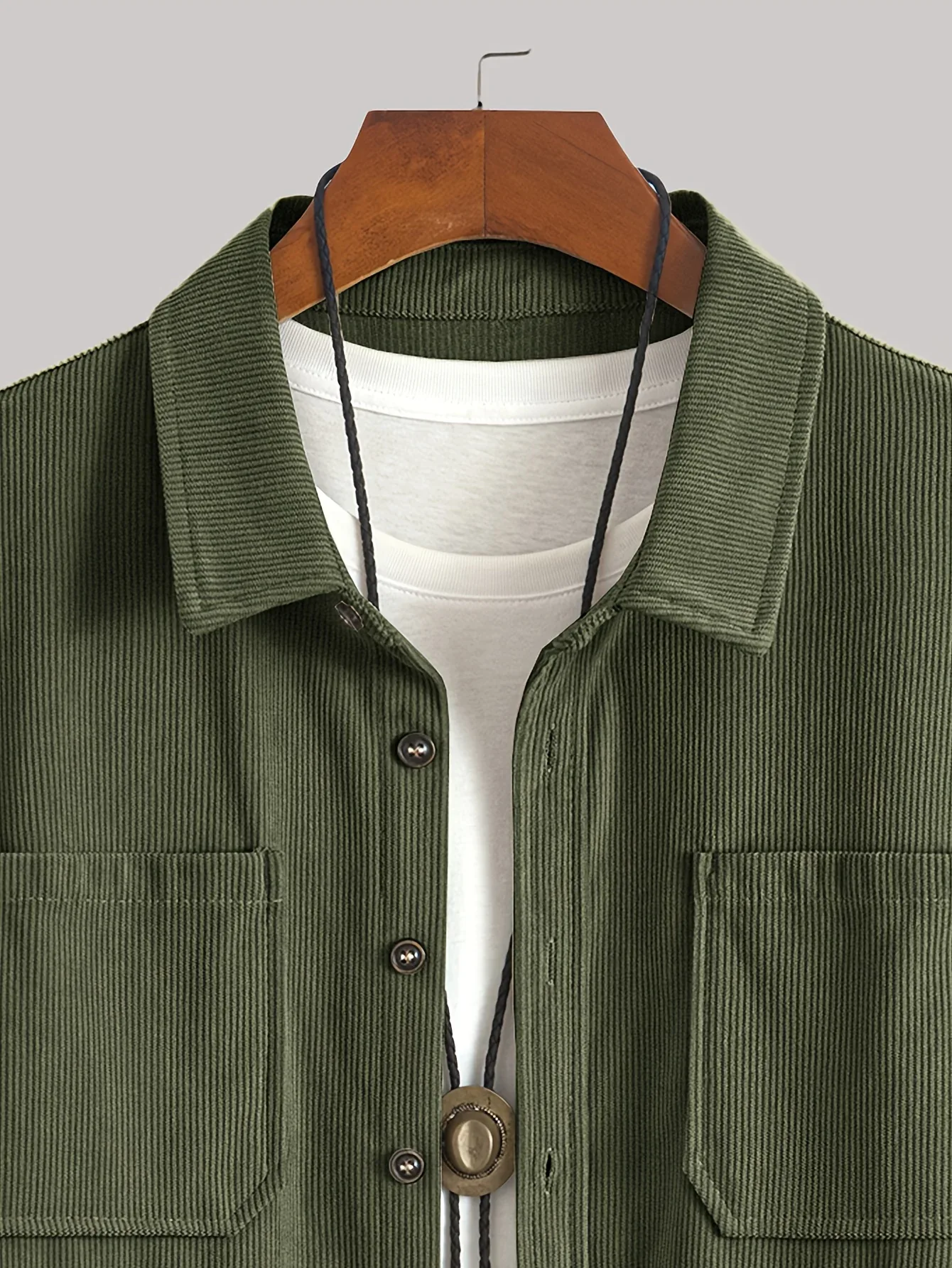 Men'S Corduroy Casual Shirt Jacket - Classic Collar, Button-Up Long Sleeve with Double Chest Pockets, Light Blue, Perfect for Spring & Fall, Everyday Fashion, Street Style, and Office Wear - Image 49