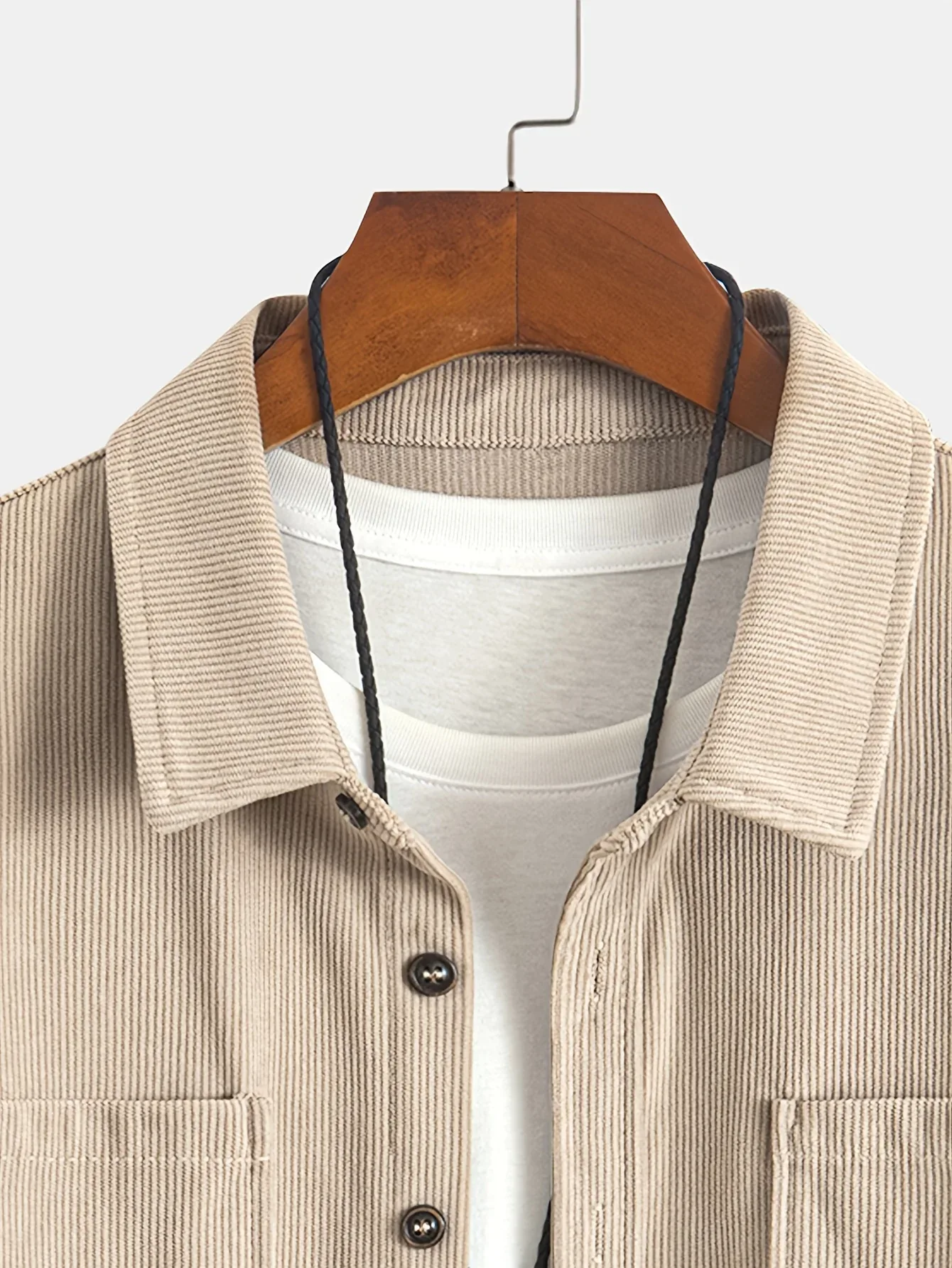 Men'S Corduroy Casual Shirt Jacket - Classic Collar, Button-Up Long Sleeve with Double Chest Pockets, Light Blue, Perfect for Spring & Fall, Everyday Fashion, Street Style, and Office Wear - Image 53