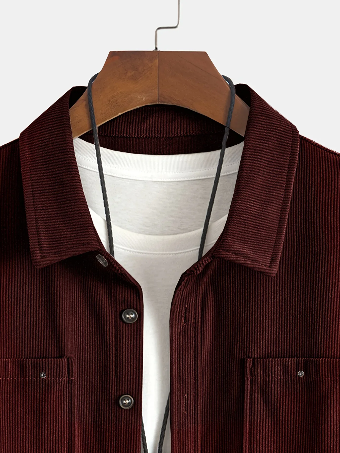 Men'S Corduroy Casual Shirt Jacket - Classic Collar, Button-Up Long Sleeve with Double Chest Pockets, Light Blue, Perfect for Spring & Fall, Everyday Fashion, Street Style, and Office Wear - Image 56