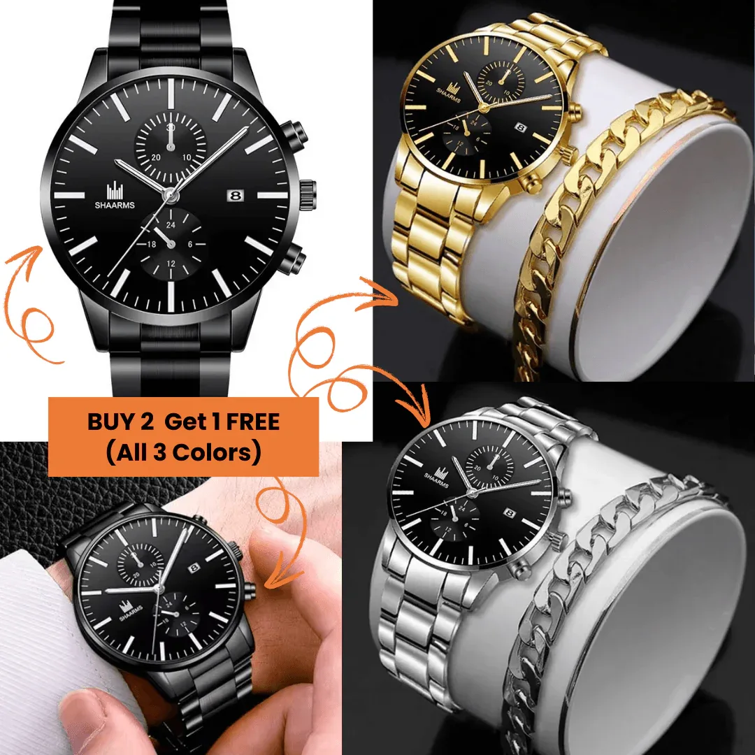 Luxury Stainless Steel Watch & Bracelet Set (Buy 2 Get 1 Free) - Image 11