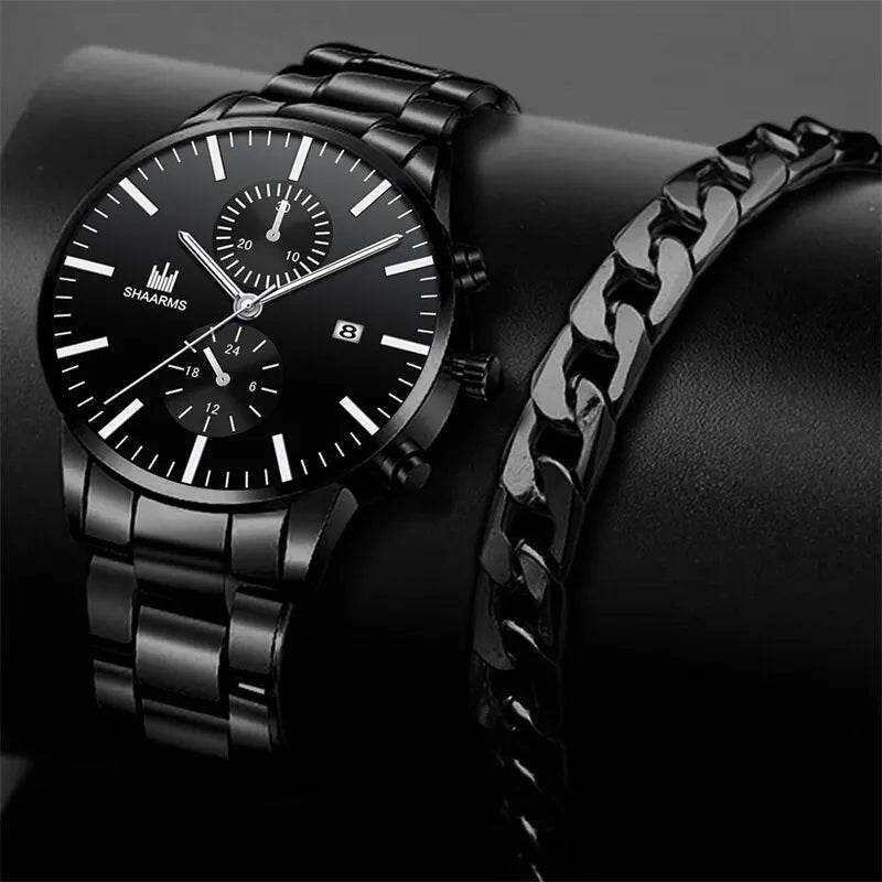 Luxury Stainless Steel Watch & Bracelet Set (Buy 2 Get 1 Free) - Image 7